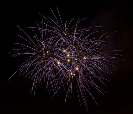 Firework display against black skyの写真素材
