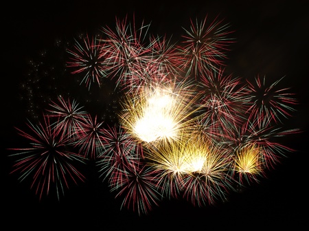 Firework display against black skyの写真素材