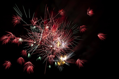 Firework display against black skyの写真素材