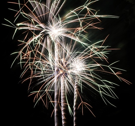 Firework display against black skyの写真素材