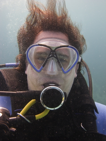 Close up portait of a scuba diverの写真素材