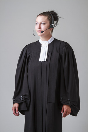 Woman lawyer with a headsetの写真素材