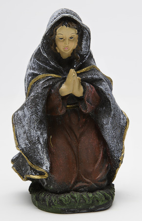 vintage figure of the christmas nativity scene, the virgin maryの写真素材