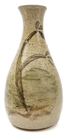 Small vintage ceramic flower vase with painted designの写真素材