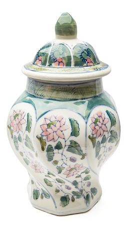 Small flowered pattern pot use to keep kitchen ingredient safeの写真素材
