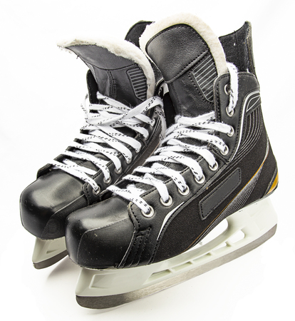 Male ice skate isolate against white backgroundの写真素材