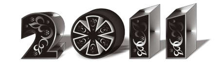 Steel Christmas number 2011 with patternsのイラスト素材