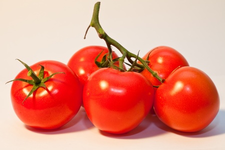 Ripe tomatoes on a branchの写真素材
