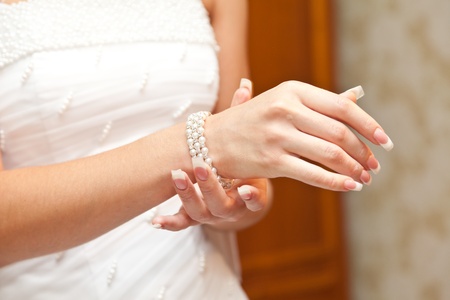 Ornament on a hand of the brideの写真素材