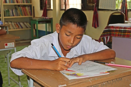 UDONTHANI, THAILAND â€“ JUNE 21, 2018:  Asian student,  Asian student is writing,  be tests by...