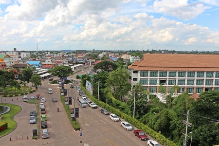 UDONTHANI, THAILAND â JULY 30, 2018:  City community photograph,  be high-angle-shot photograph of UDONTHANI province,  show that densely buildings state.のeditorial素材