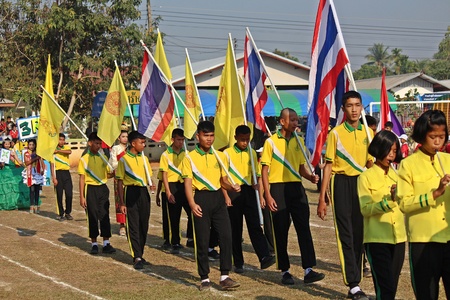 UDONTHANI, THAILAND â€“ FEBRUARY 8, 2019:  The parade,  in sport day of primary student at...
