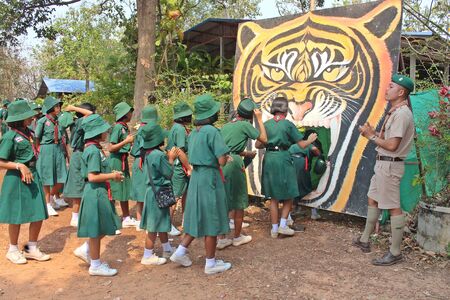 UDONTHANI, THAILAND â FEBUARY 6, 2020 :  Happening photograph of Asian boy-scout while they stay in the camp,  in UDONTHANI province THAILAND.のeditorial素材