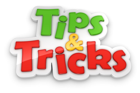 Tips and Tricks multicolour words icon isolated on white with clipping path