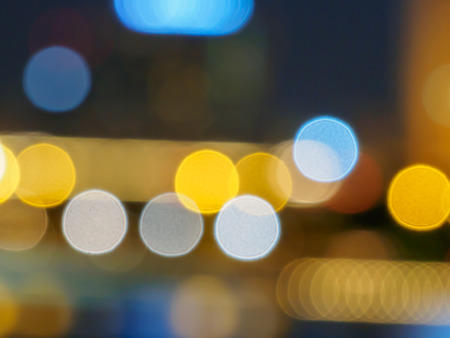 View of city night lights blurred bokeh background.の写真素材