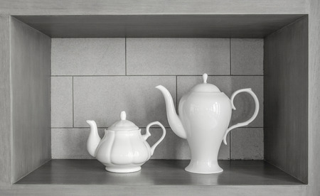 2 size of Tea pot for decoration the shelfの写真素材