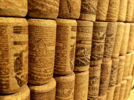 Pile corks from wine bottle