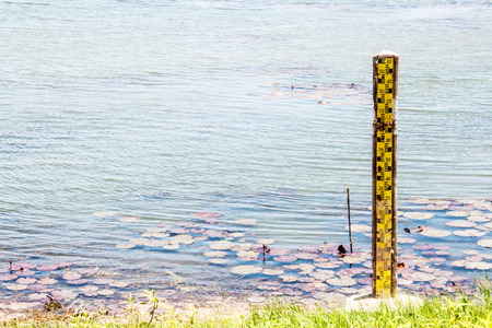 Water level gauge of barrage at Thailandの写真素材