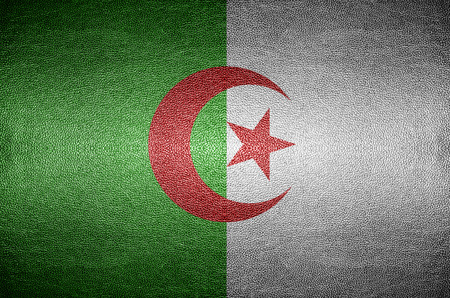 closeup Screen Algeria flag concept on PVC leather for backgroundの写真素材