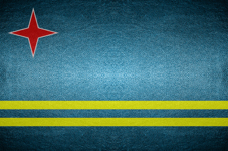 closeup Screen Aruba flag concept on PVC leather for backgroundの写真素材