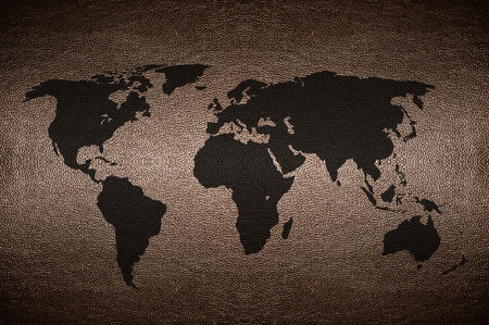 closeup Screen World map concept on PVC leather for backgroundの写真素材