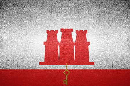 closeup Screen Gibraltar flag concept on PVC leather for backgroundの写真素材