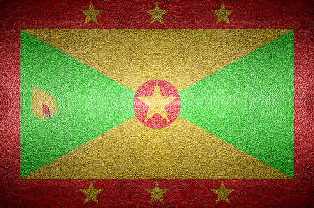 closeup Screen Grenada flag concept on PVC leather for backgroundの写真素材