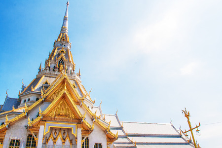 white temple at Wat Sothorn temple, Cha cheung sou Thailandの写真素材