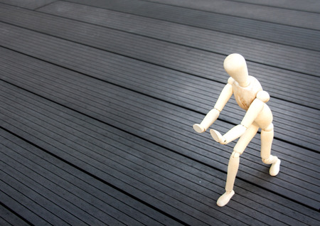 wood model pose Tai chi for exercise concept on floorの写真素材