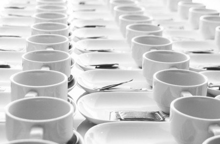 blurry roll of coffee cup for seminarの写真素材