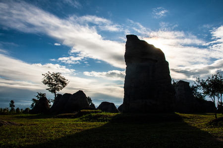 rock moutain natural background in silhouette