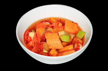 fruits somtum Thai food menu on isolateの写真素材