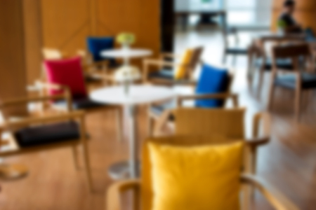 blur cafe table or meeting space with wood decoration