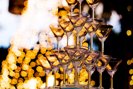 close up champaign on table in night party and copy space in rightの写真素材