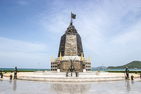 Prajuabkirikunt,Thailand, 10 September 2016, The marine corp monument attitue side the Thai seain sunnyday in Thailand.のeditorial素材