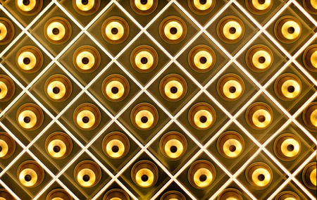 abstract gold bell with light in box from top view for backgroundの写真素材