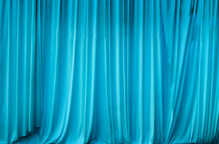 blue curtain fabric for background on stageの写真素材