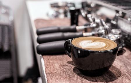 coffee cup in the morning front of tool coffee matchineの写真素材