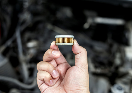 close up air filter in auto part in cockpit to changing for overhal power engine