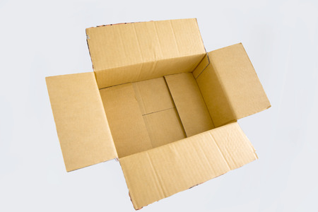 empty paper box packaging on white isolate background for dis[lay product in side
