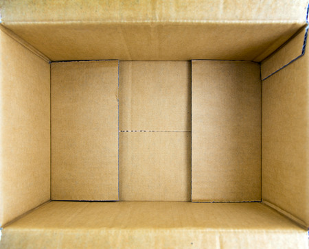 close up empty paper box packaging on white isolate background for on top viewの写真素材