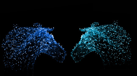 close up face of head of horse DIY decoration from christmas light の写真素材