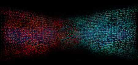 abstract background digital networking illustration in dark backgroundの写真素材