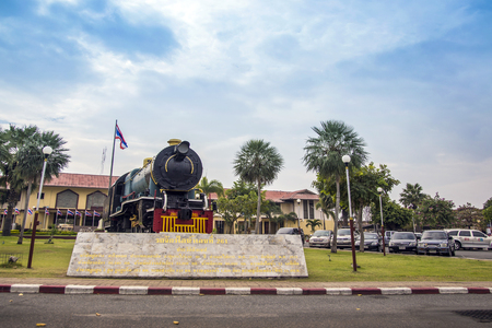 26 December 2017,Nakornrachasima,Thailand : retire old head train decoration landmark of Nakorn Rachasima province call Jira train station that the buggest transportation to northeastern of Thailandのeditorial素材