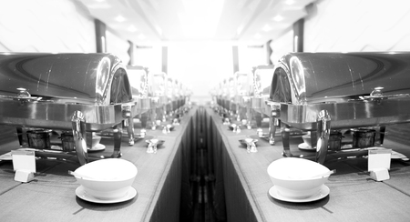 silver stainless banquet warming in catering industryの写真素材
