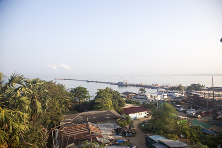 Pattaya dock to Thailand ocean in morning for peace destination of tourism boatのeditorial素材
