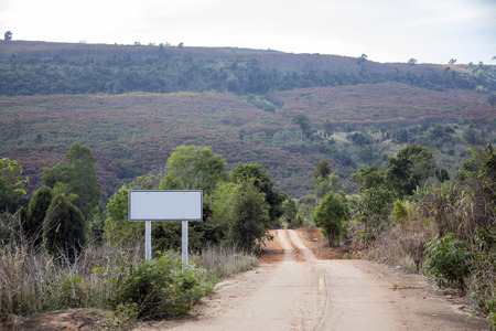 landscape mountain and road sign for driver to adventure tripの写真素材