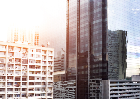 exterior hi rise building of urban city for backgroundの写真素材