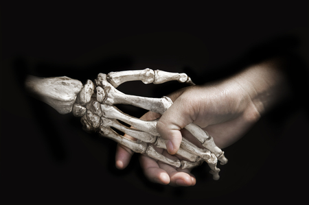 shake hand with death bone on black show agreement contract with human and ghost