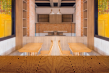 wood counter bar table top front of kitchen use for display book product concept. use for display product.の写真素材